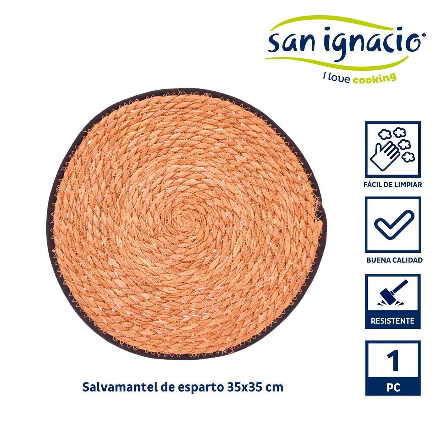 Salvamantel Esparto Borde Tela Negro 35c Colección Kinvara_1