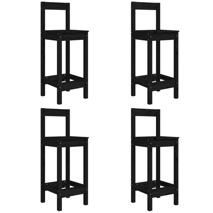 Vidaxl Set De Mesa Y Taburetes Altos Jardín 5 Piezas Madera Pino Negro_5