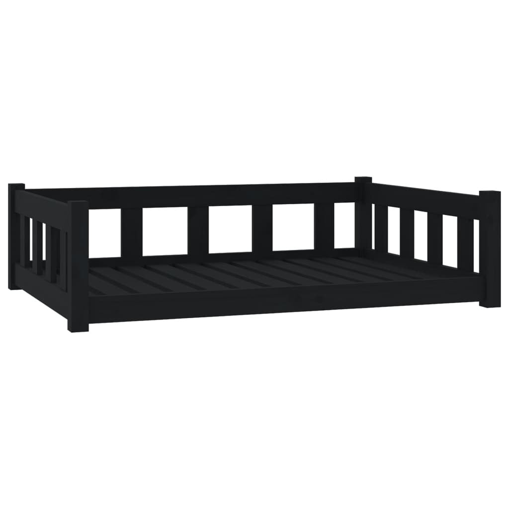 Vidaxl Cama Para Perros Madera Maciza De Pino Negro 105,5x75,5x28 Cm_0