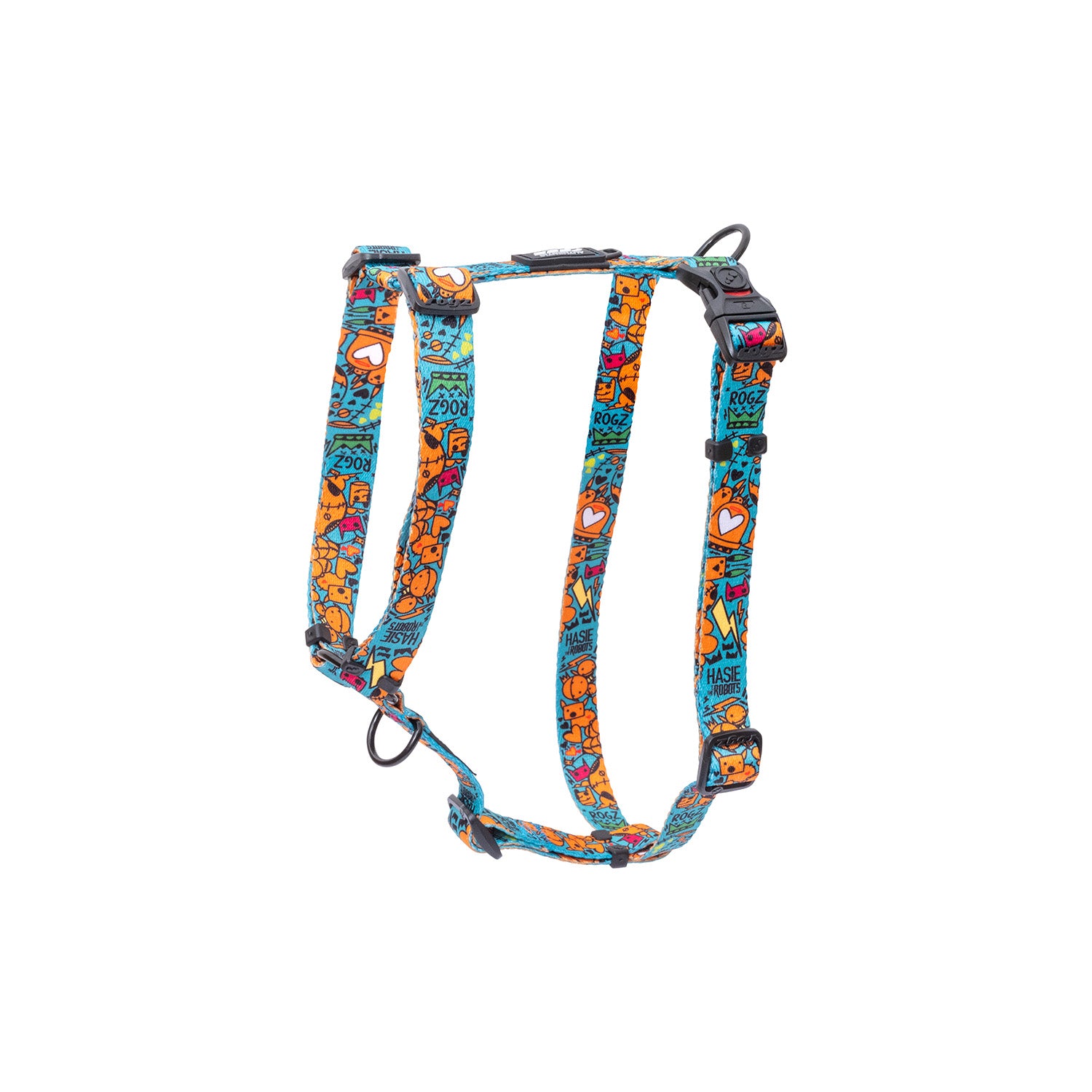 Arnés Para Perro, Modelo Fusion De Rogz, Estampado Graffiti Azules.