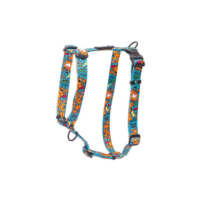 Arnés Para Perro, Modelo Fusion De Rogz, Estampado Graffiti Azules.