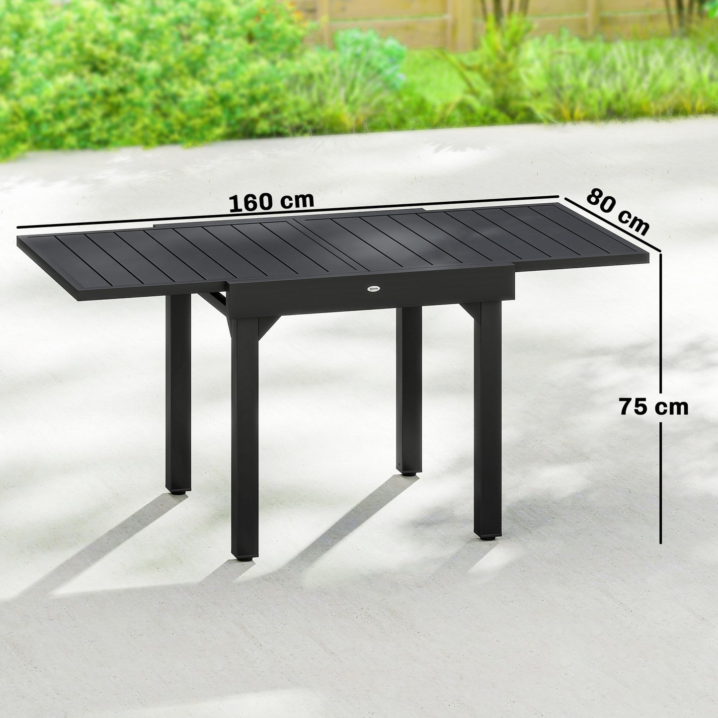 Outsunny Mesa De Jardín Exterior Extensible 80/160 Cm De Aluminio Negro_2
