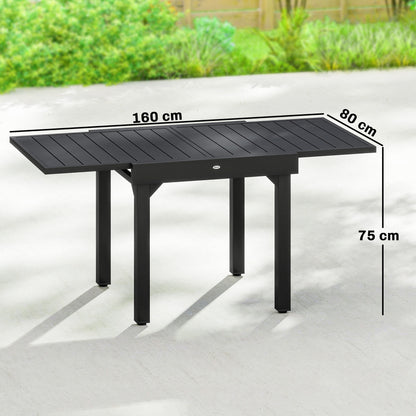 Outsunny Mesa De Jardín Exterior Extensible 80/160 Cm De Aluminio Negro_2
