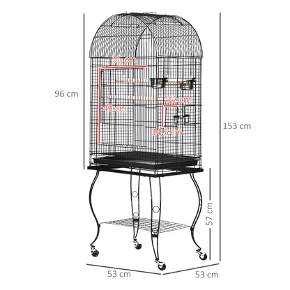 Pawhut Jaula Para Pájaros Con Soporte Con Ruedas Bandeja Extraíble Y 2 Comederos_2