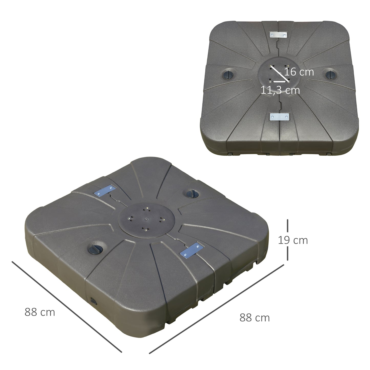 Outsunny Base Para Sombrilla Rellenable De Arena Y Agua Con 4 Ruedas Exteriores_2