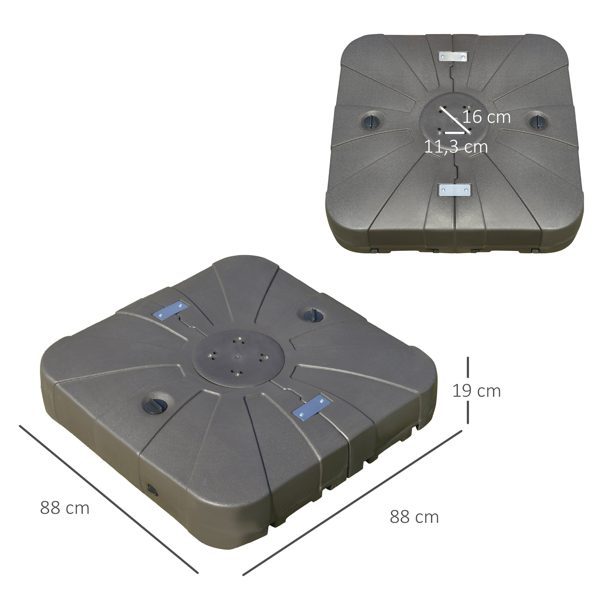 Outsunny Base Para Sombrilla Rellenable De Arena Y Agua Con 4 Ruedas Exteriores_2