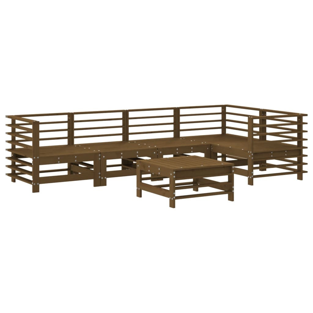 Vidaxl Juego Muebles De Jardín 6 Piezas Madera Maciza Pino Marrón Miel_0