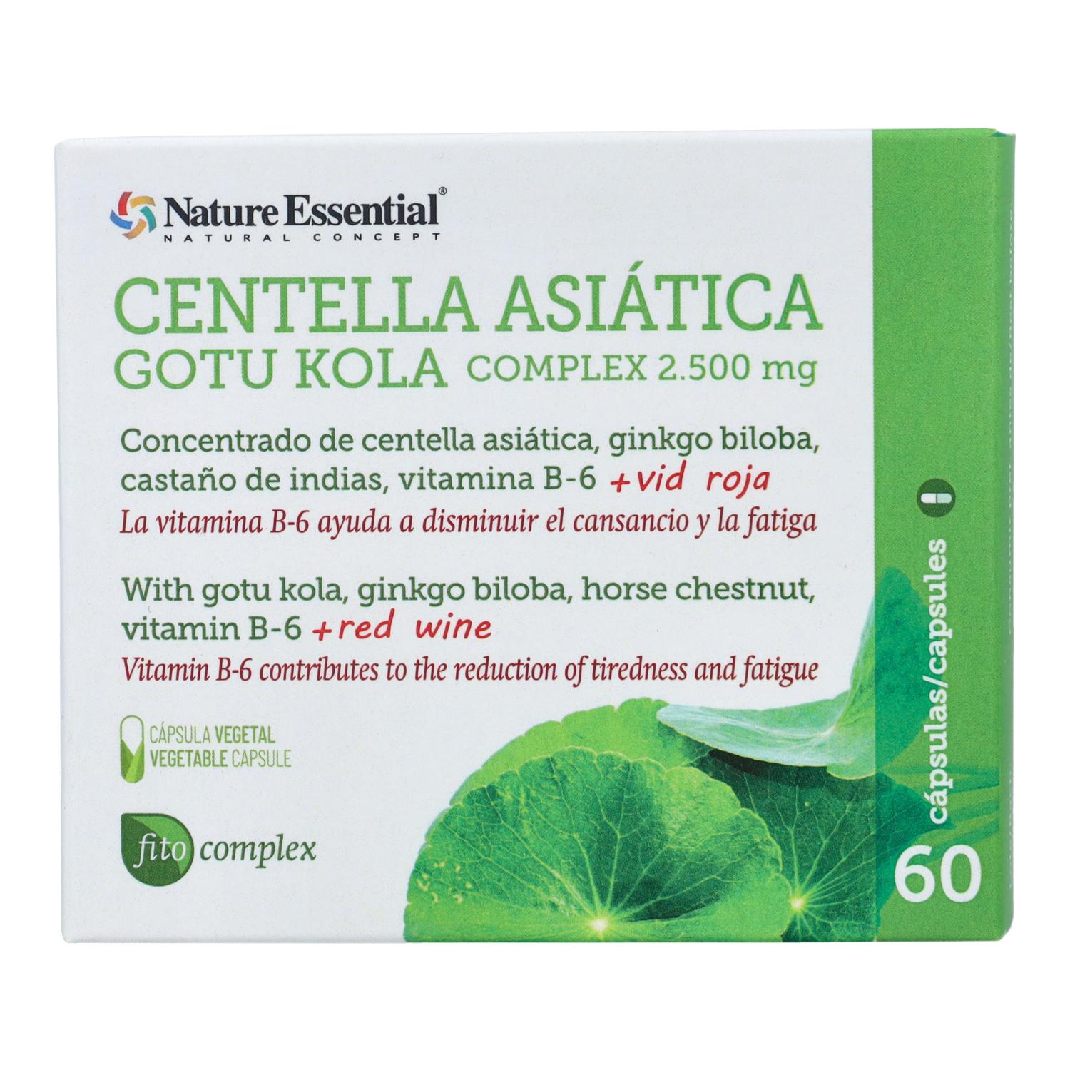 Centella asiática complex Nature Essential 2500 mg, 60 cápsulas