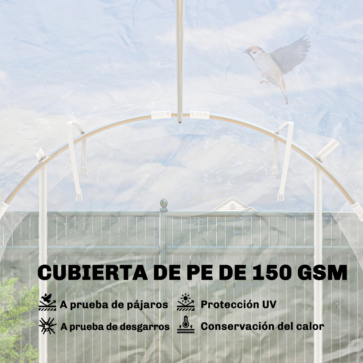 Invernadero De Túnel Outsunny Acero Galvanizado, Pe Transparente 295x195x195 Cm_4