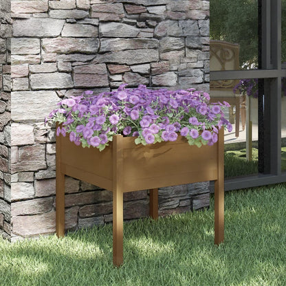 Jardinera De Madera Maciza De Pino Marrón Miel 70x70x70 Cm_1