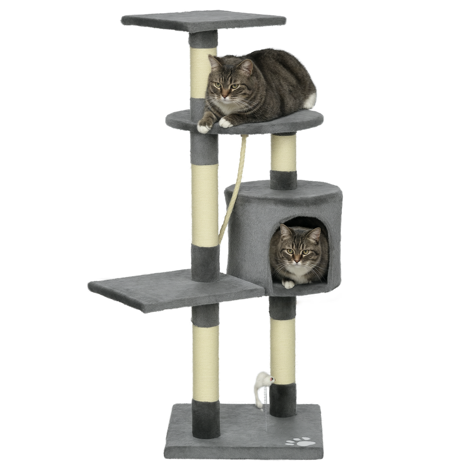 Pawhut Rascador Para Gatos Altura 116cm Con Postes De Sisal Cueva Y Plataformas_0
