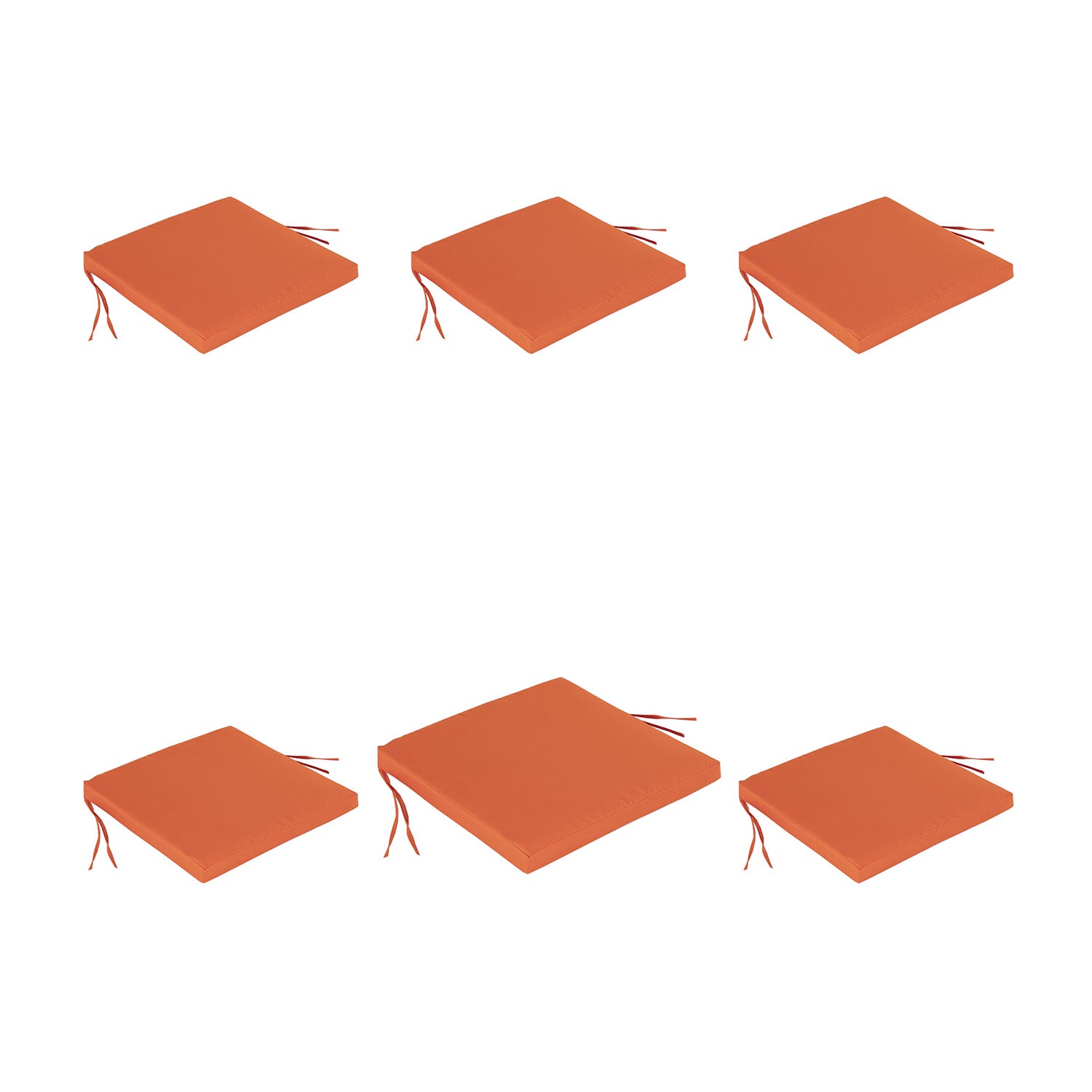 Pack 6 Cojines Para Sillas De Jardín Color Naranja, Tamaño 44x44x5 Cm, Repelente Al Agua, Desenfundable_0