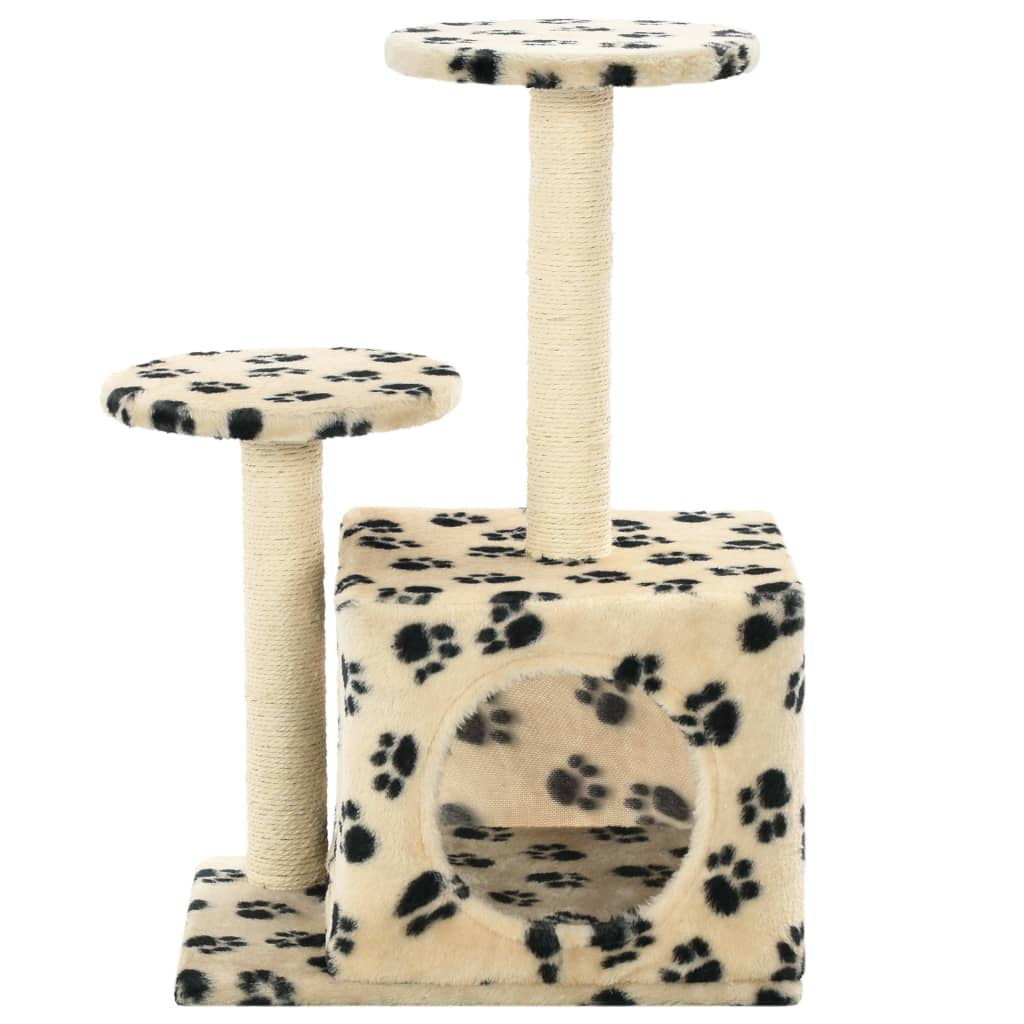 Vidaxl Rascador Para Gatos Con Poste De Sisal Huellas Beige 60 Cm_3