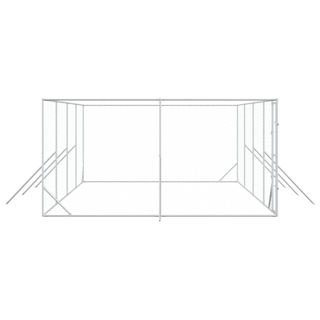 Perrera De Exterior Acero Galvanizado Plateado 8x4x2 M_5