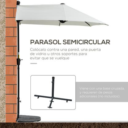 Outsunny Sombrilla De Pared Jardín 200x190x240cm Con Manivela Para Terraza Crema_3