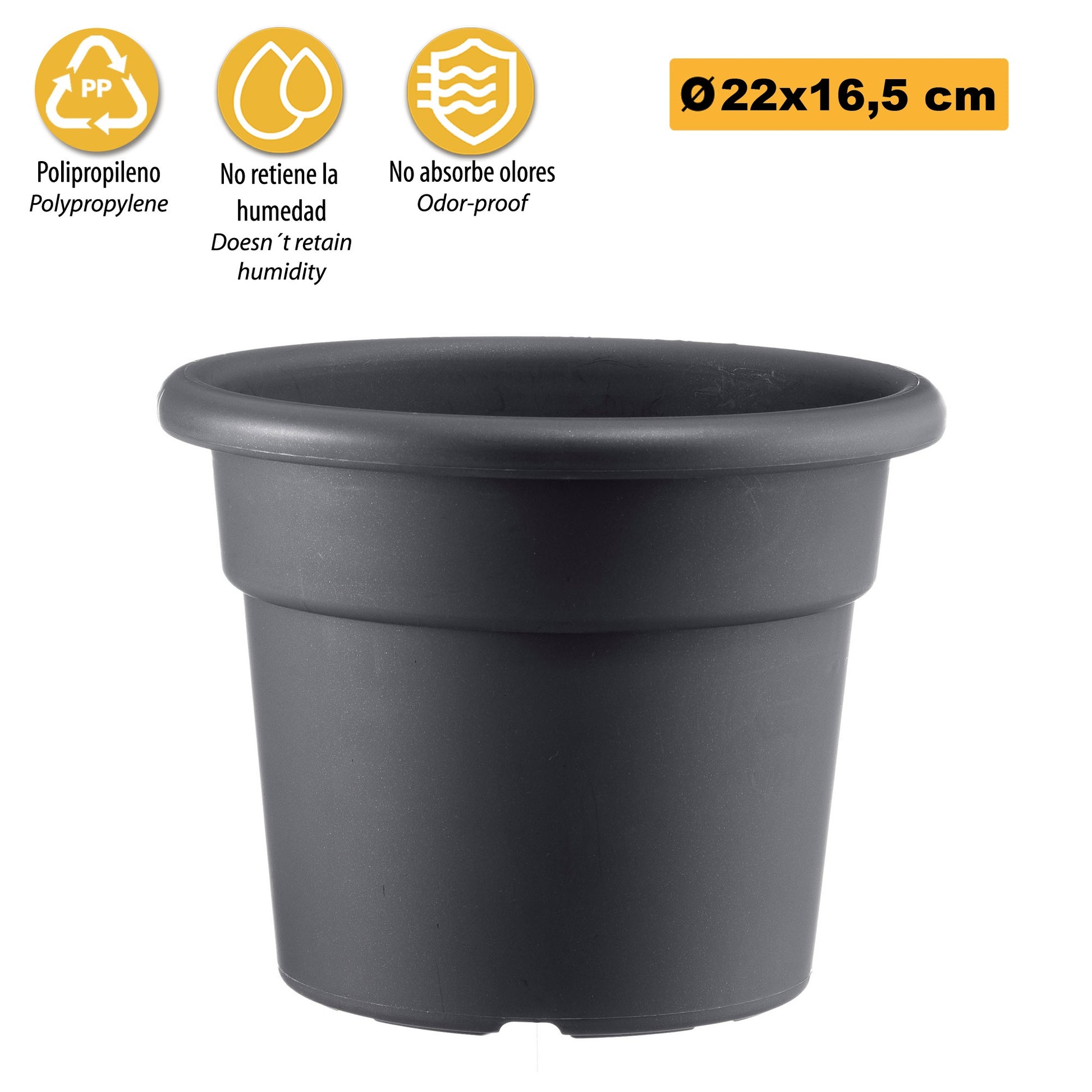 Maceta Cilíndrica Ø 22 Cm Antracita_2