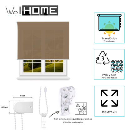 Estor Marrón 150x175cm Translúcido Enrollable Wellhome_1