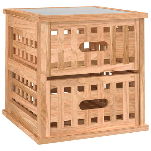 Mesita De Noche Madera Maciza De Nogal 34x34x34 Cm_0