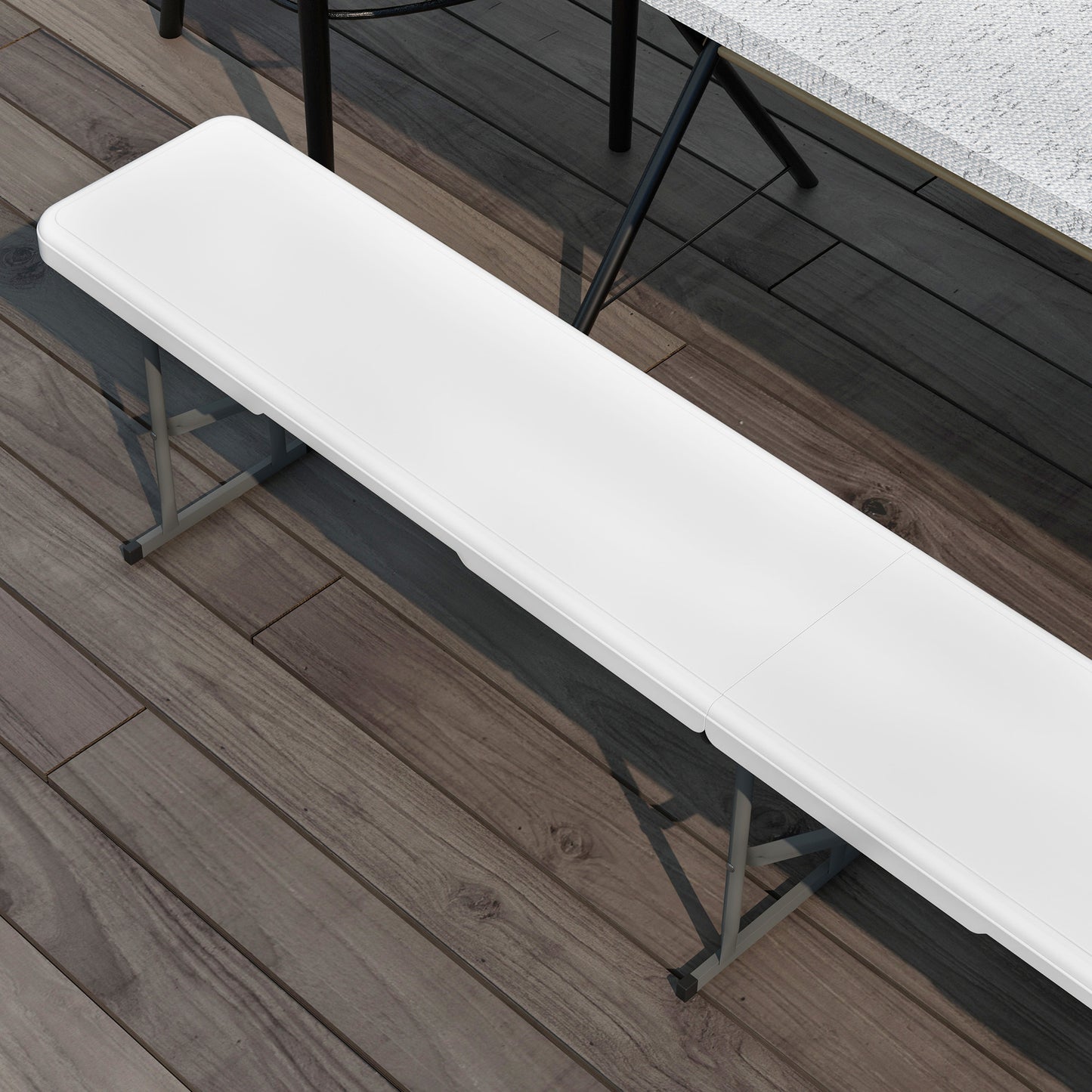 Outsunny Banco De Jardín Plegable De 3 Plazas 183x28x43 Cm Blanco_3