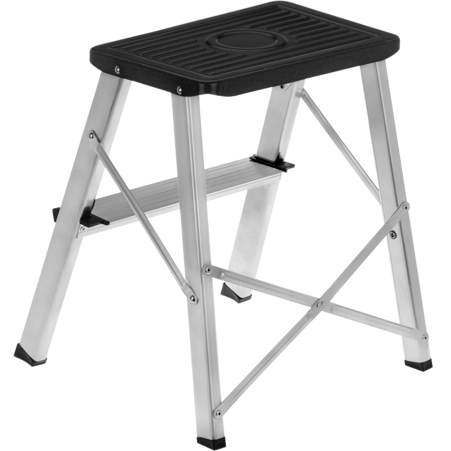 Taburete Ligero De Aluminio Plegable De 2 Peldaños Con Relieve Antideslizante_1