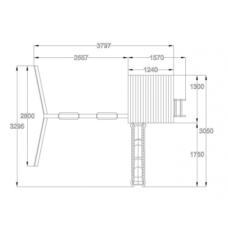 Parque Infantil Masgames Tibidabo L Techo De Madera Con Columpio Escalada: Con Arenero En La Base Y Pared De Escalada._4