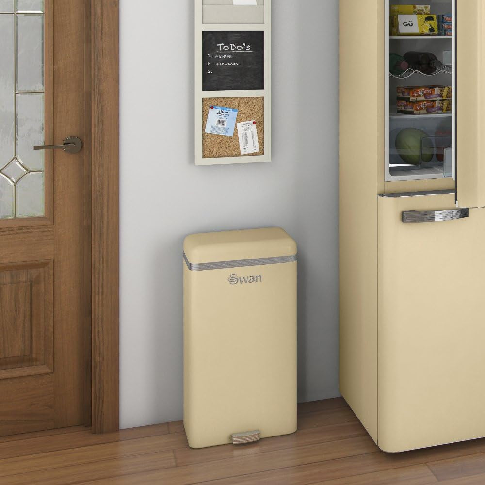 Cubo De Basura Cocina Automático, Sensor De Movimiento, 45l, Metálico, Papelera Reciclaje, Swan, Swka4500cneu, Crema