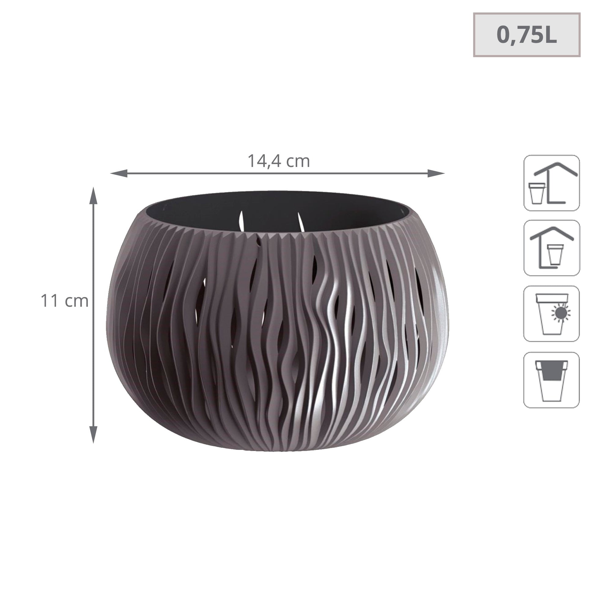 Prosperplast Bowl Sandy De Plástico Con Depósito En Color Antracita, 11 (alto) X 14,4 (ancho) X 14,4 (profundo) Cms_1