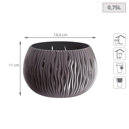 Prosperplast Bowl Sandy De Plástico Con Depósito En Color Antracita, 11 (alto) X 14,4 (ancho) X 14,4 (profundo) Cms_1