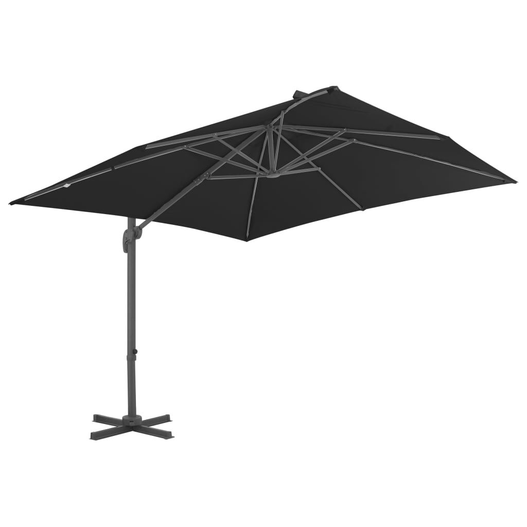 Vidaxl Sombrilla Voladiza De Jardín Con Poste De Aluminio Negro 3x3 M_1