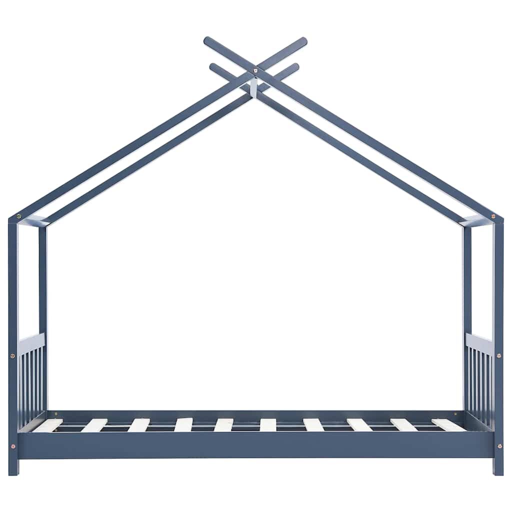 Vidaxl Estructura De Cama Infantil Madera Maciza Pino Gris 80x160 Cm_3