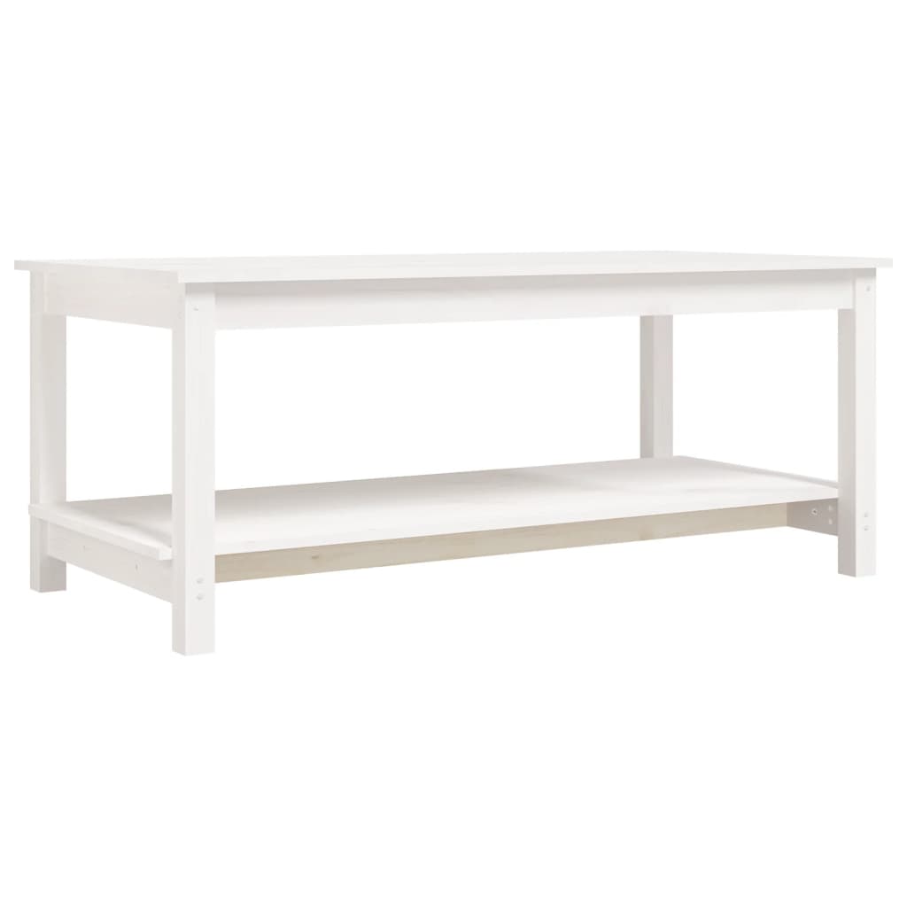 Mesa De Centro De Madera Maciza De Pino Blanco 110x55x45 Cm_0