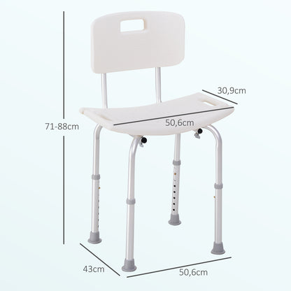 Silla De Ducha Homcom Aleación De Aluminio, Pe Blanco 43x50,6x88 Cm_2