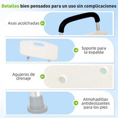 Homcom Silla De Ducha Para Personas Mayores Con Respaldo Carga 136 kg_4