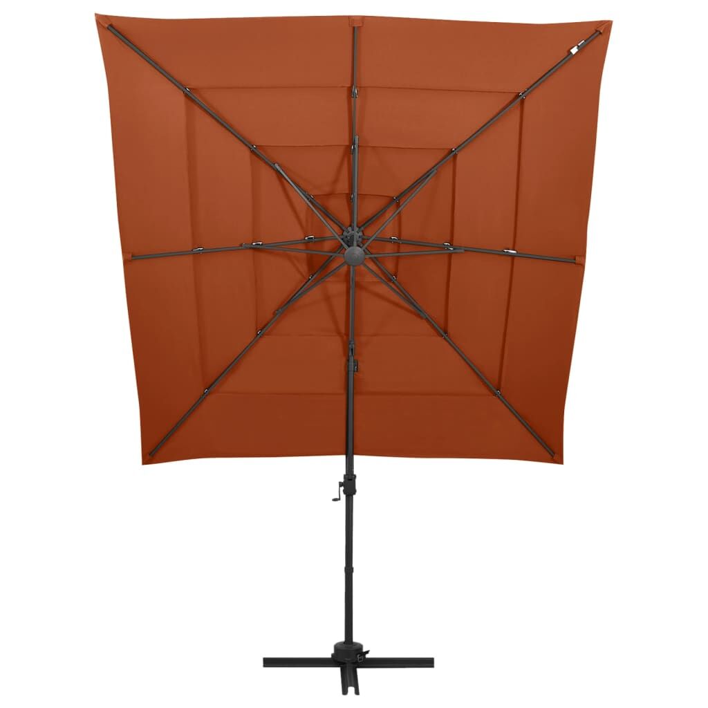 Vidaxl Sombrilla Jardín 4 Niveles Palo Aluminio Terracota 250x250 Cm_1