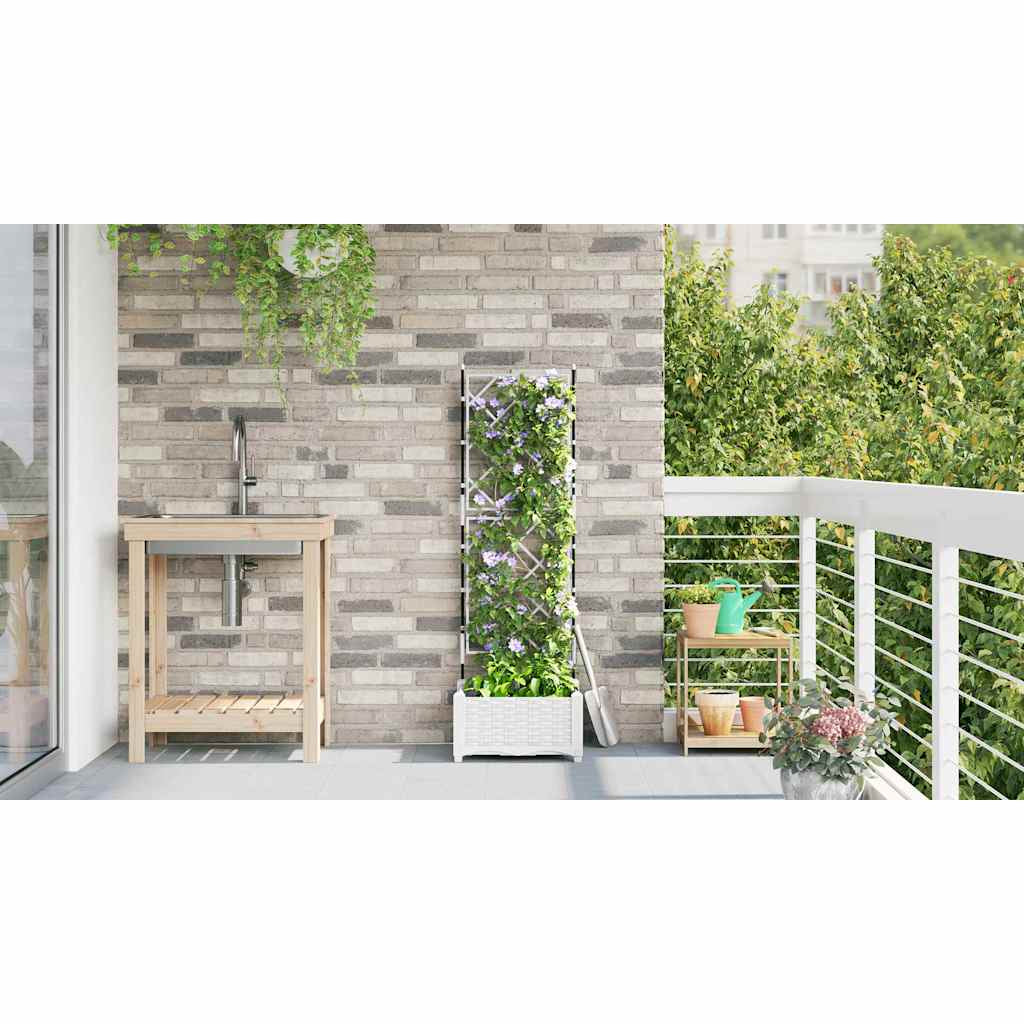 Vidaxl Maceta De Jardín Con Enrejado Blanco 40 X 40 X 125.5 Cm Pp_3