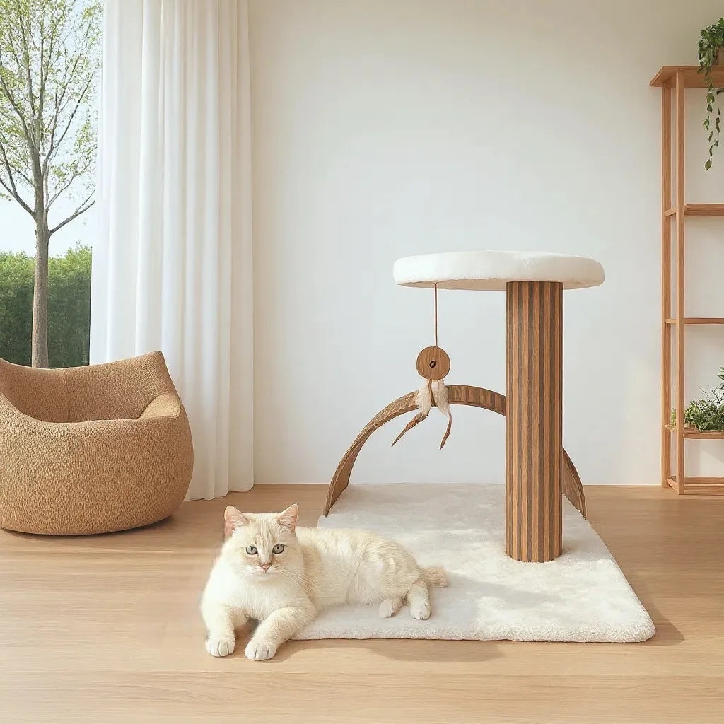 Poste Interactivo Para Gatos Estela Con Superficie De Corcho Natural Y Diseño Desmontable Althea Living 45x42x43cm_3