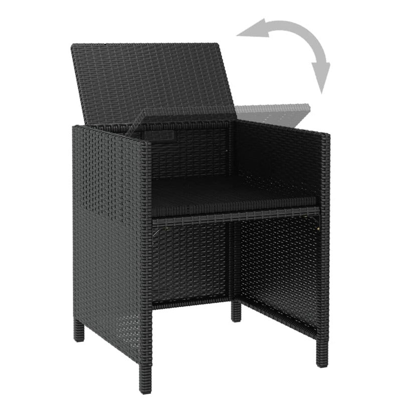 Vidaxl Set Comedor De Jardín 9 Pzas Ratán Sintético Y Madera Negro_5