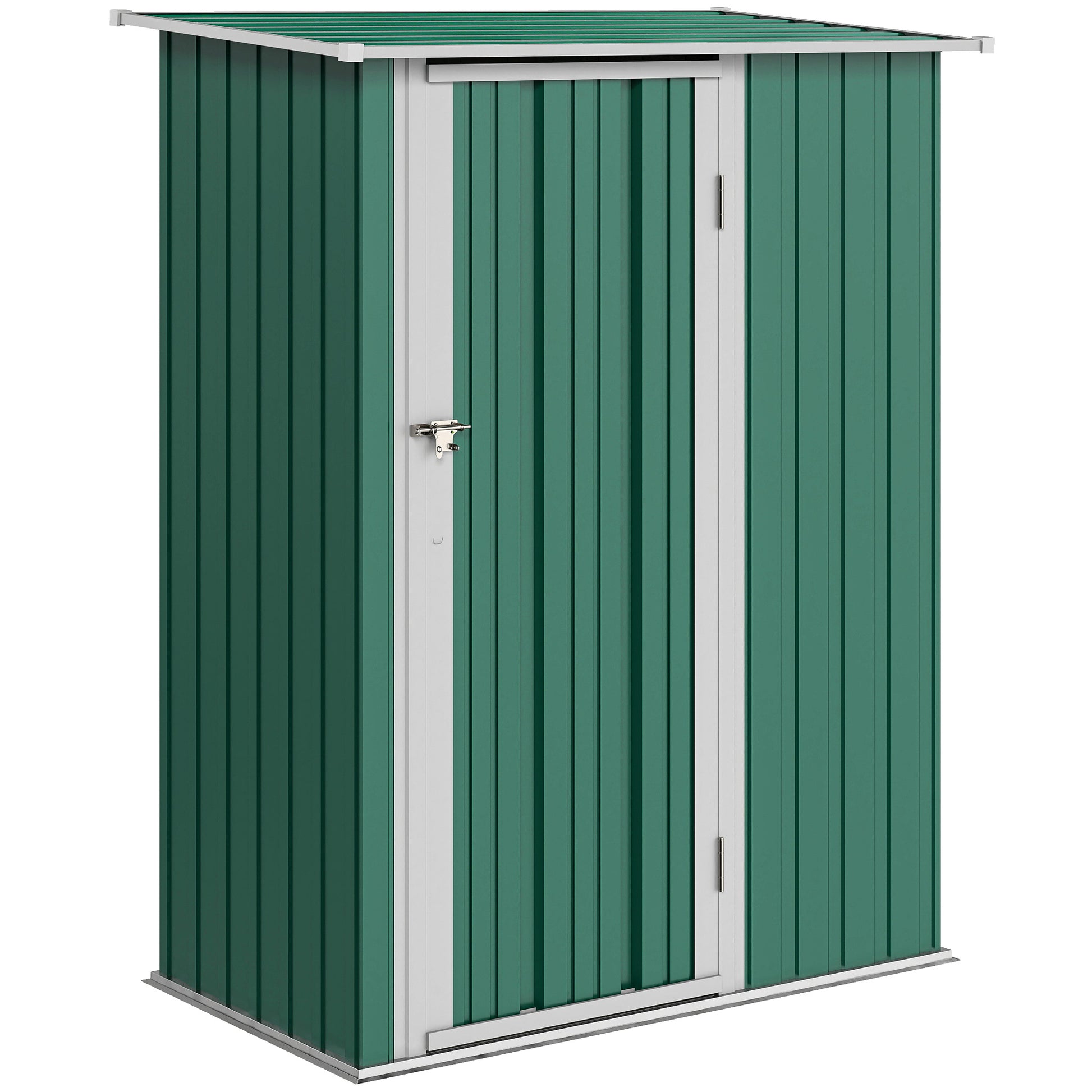 Outsunny Caseta De Jardín 1,07m² 142x86x189cm Metálico Con Puerta Verde_0