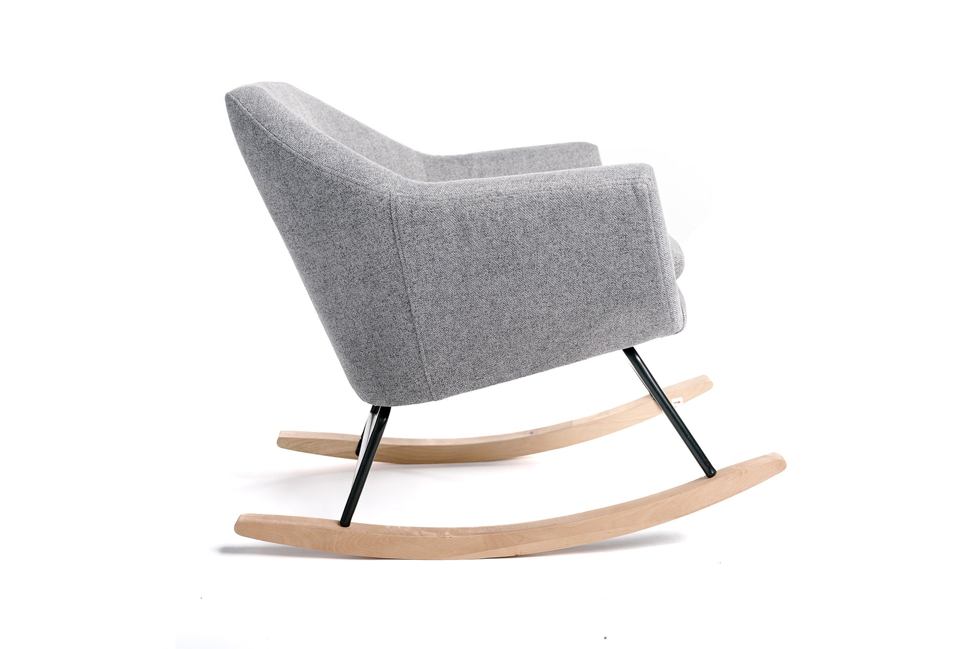 Mecedora, Sillón Mecedora En Tela Gris Con Pata De Madera 73x69x75cm- Muebles De Salón_2