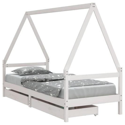 Vidaxl Estructura Cama Niños Con Cajones Madera Pino Blanco 80x200 Cm_0