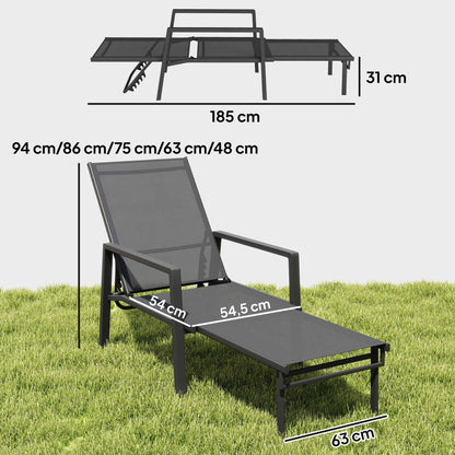 Outsunny Tumbona Plegable Con Reposapiés Retráctil Respaldo Ajustable 5 Niveles_2