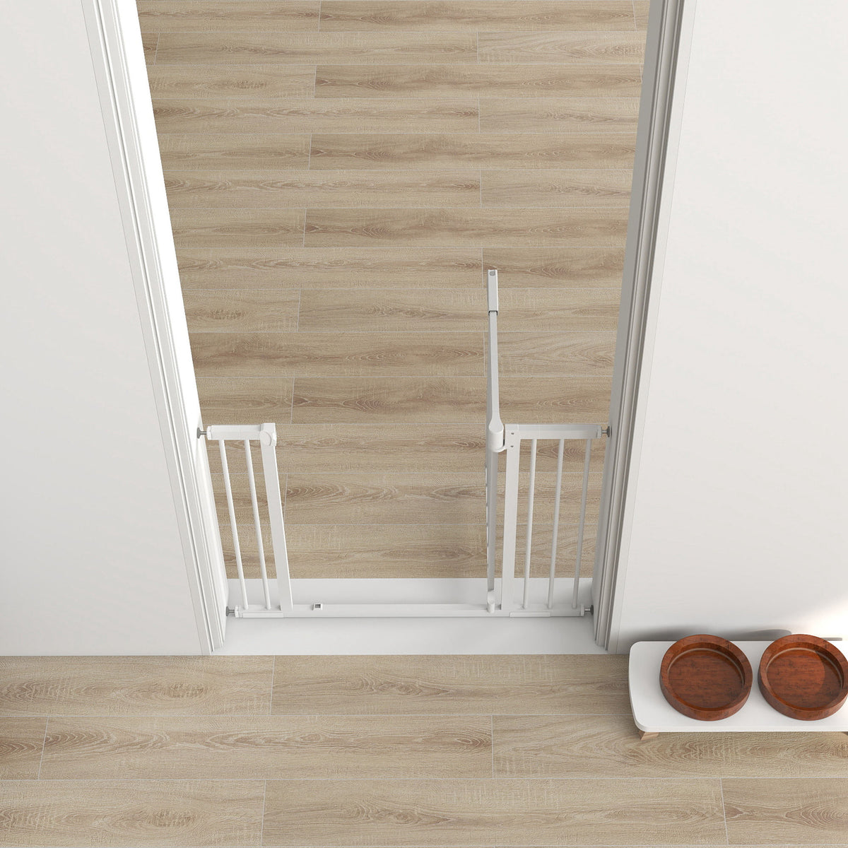 Pawhut Barrera De Seguridad Para Niños Y Perros Ancho De 76-102 Cm Blanco_4