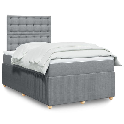 Cama Box Spring Con Colchón Tela Gris Claro 120x190 Cm / Vetonek_4