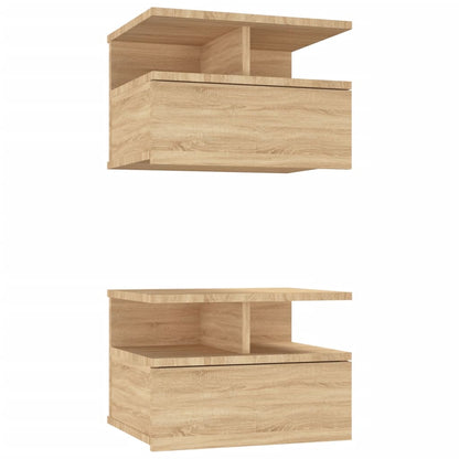 Mesita De Noche Flotante 2 Uds Madera Roble Sonoma 40x31x27 Cm_0