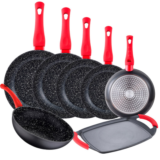 Set 6 Sartenes Energy (20,22,24,26,28, Wok 26cm)+ Asador Magna De Asador Forjado San Ignacio_0
