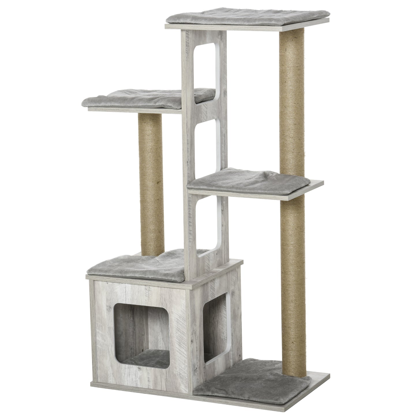 Pawhut Árbol Rascador Para Gatos Con Cueva Plataformas Y Postes De Rascar De_0