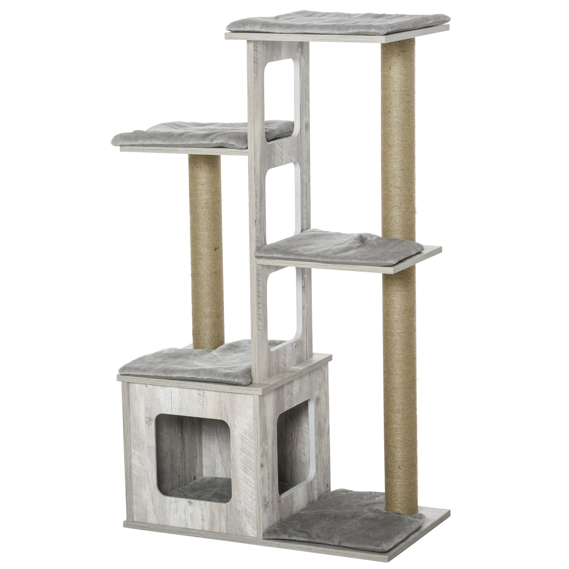 Pawhut Árbol Rascador Para Gatos Con Cueva Plataformas Y Postes De Rascar De_0