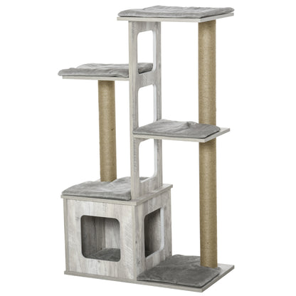 Pawhut Árbol Rascador Para Gatos Con Cueva Plataformas Y Postes De Rascar De_0