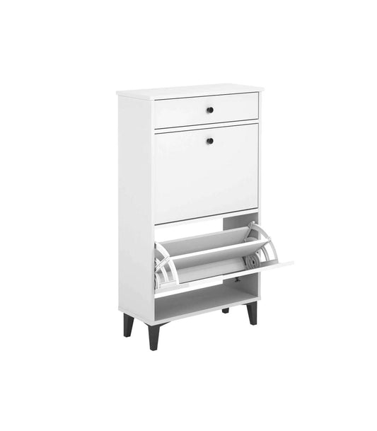 Mueble Zapatero Pili Con 2 Trampones 1 Cajón En Blanco Soft, 61.1cm(ancho) 110cm(altura)_0