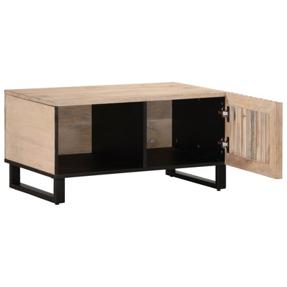 Mesa De Centro De Madera Maciza De Mango Blanca 80x51x40 Cm_3
